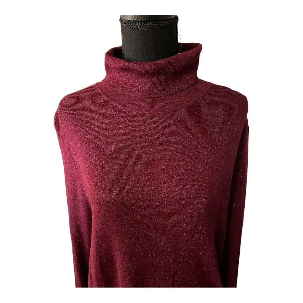 RSVP by Talbots Shimmer Turtleneck | Bordeaux Burgundy | NWT - Picture 2 of 10